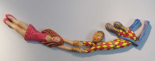 acrobats in papier mache